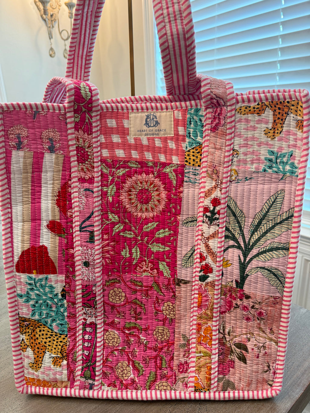 Quilted Bag - Palm Trees and Leopards!