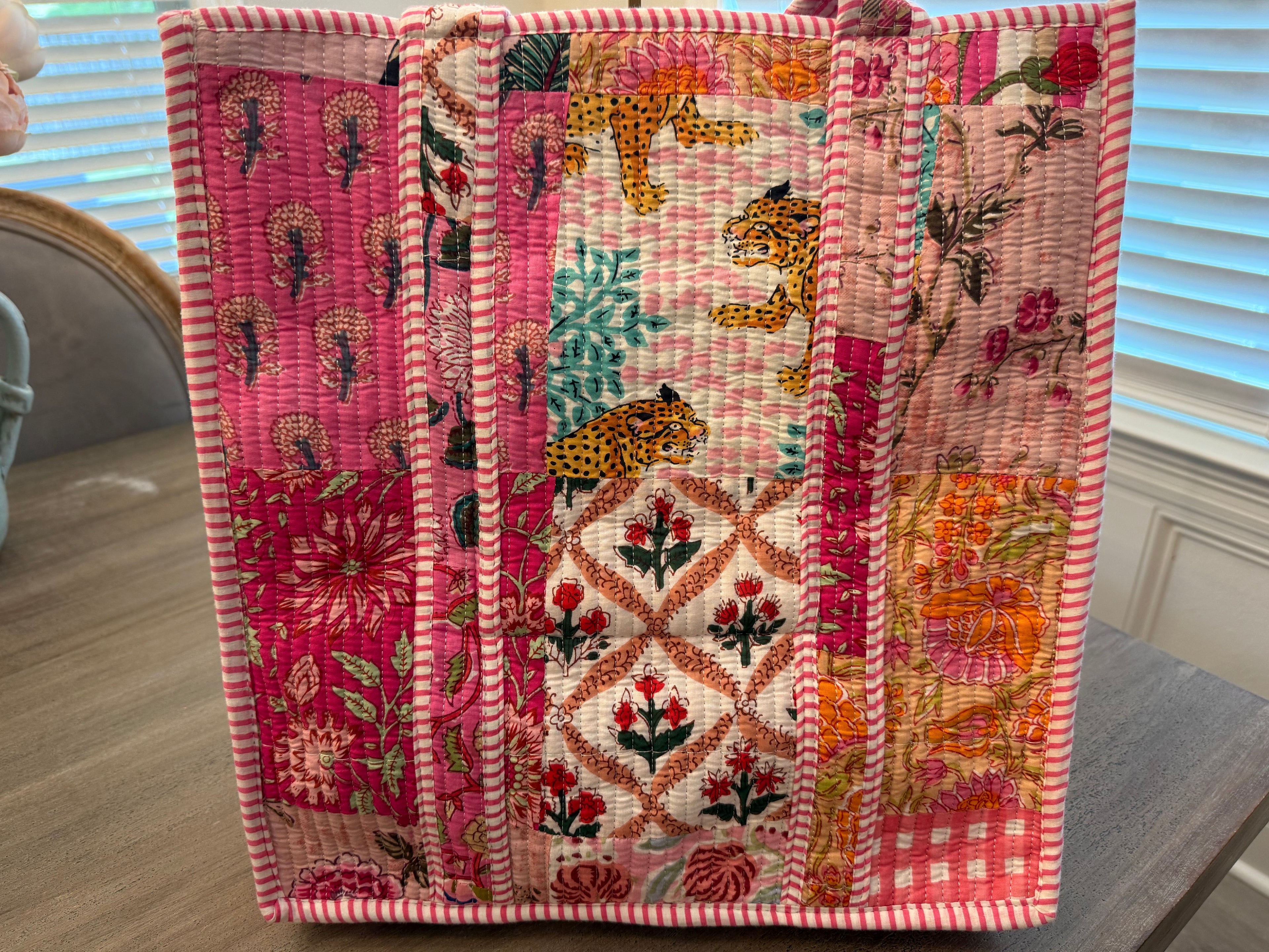 Quilted Bag - Palm Trees and Leopards!