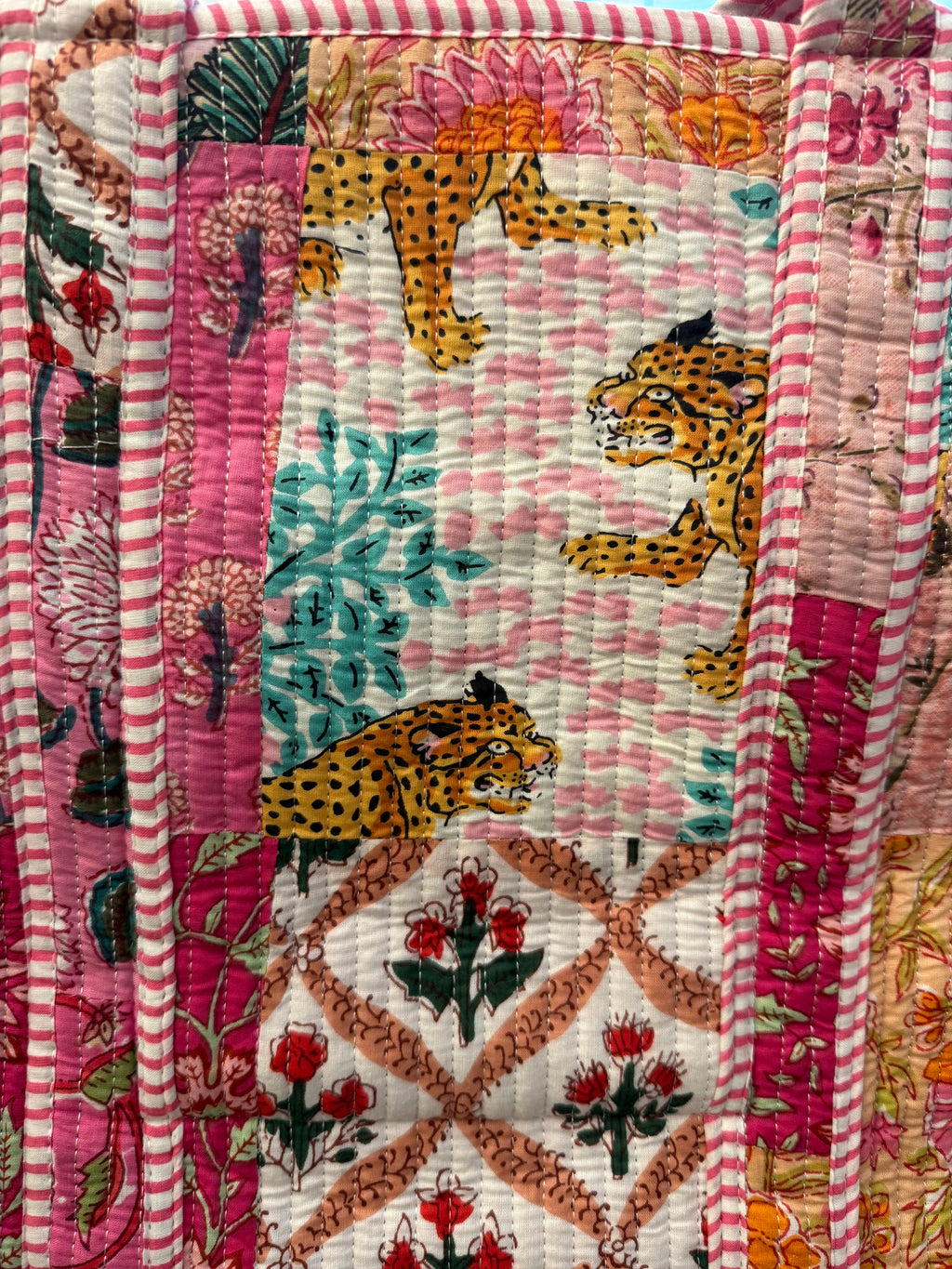 Quilted Bag - Palm Trees and Leopards!