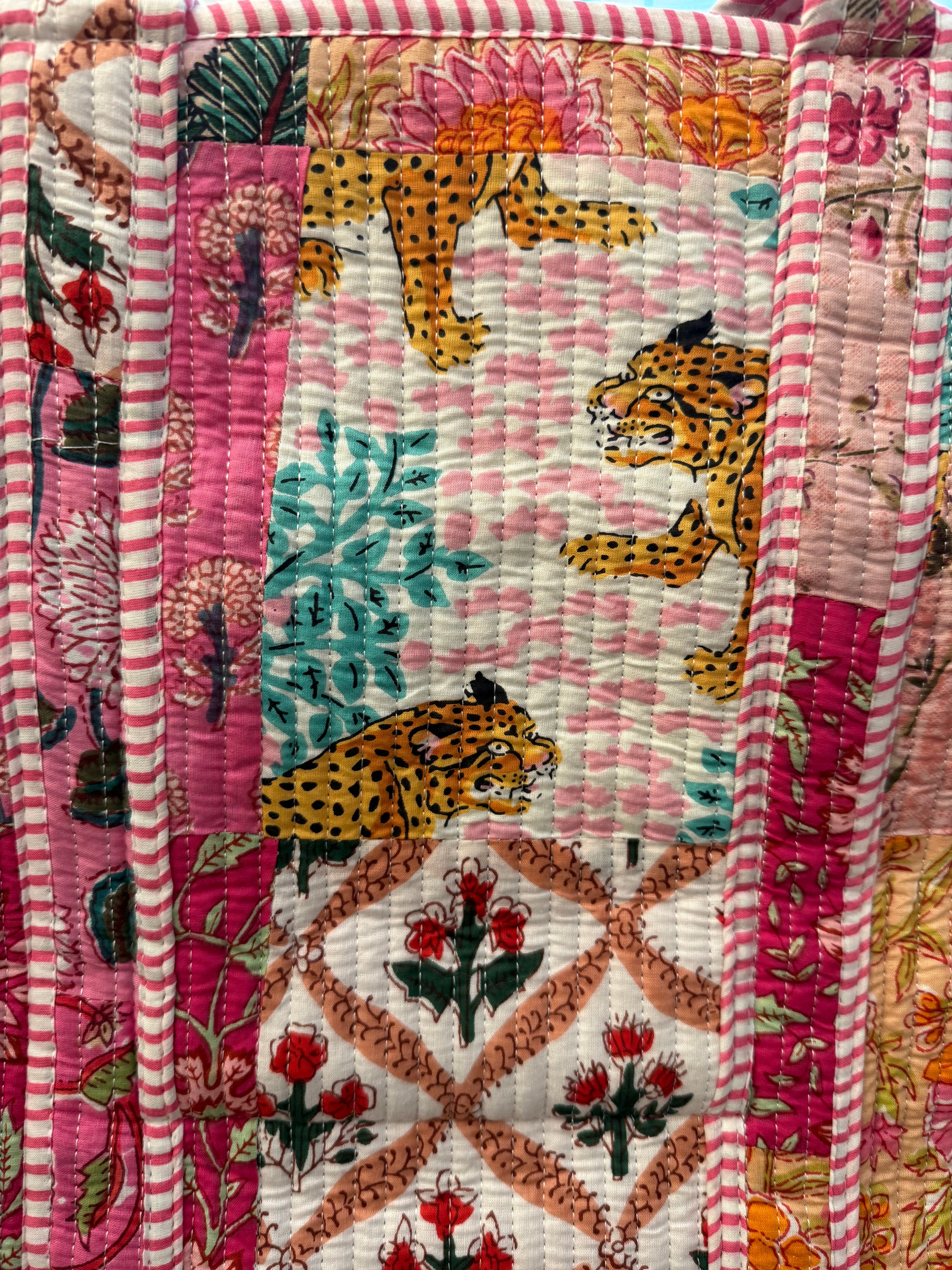 Quilted Bag - Palm Trees and Leopards!
