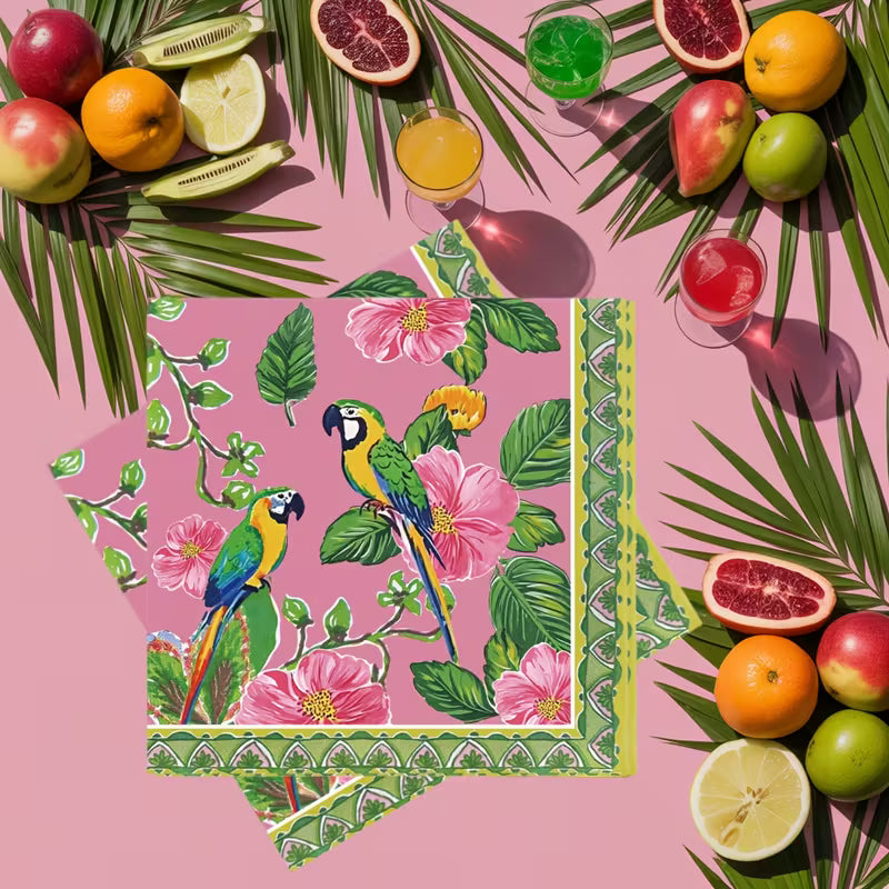 Parrot Floral Napkins - Perfect for your game night!